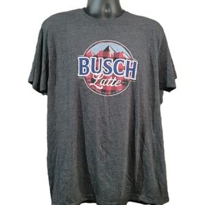 Busch Latte T-Shirt XL Red Plaid Mountain Logo Brew City Busch Light Beer Drink